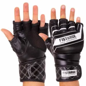 Перчатки Для MMA Fistrage Кожаные Черно-белые 4 O.Z - Fightshop