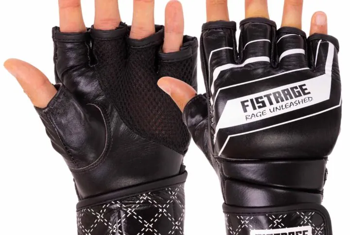 Manusi MMA Fistrage Piele Negru/Alb 4 O.Z - Fightshop